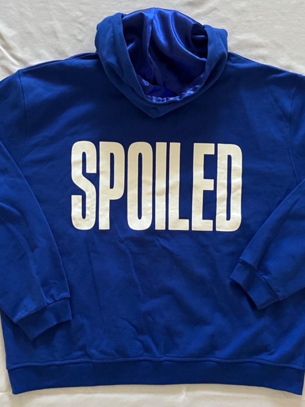 NWT SpoiledChild Blue Full-Zip Cotton Hoodie w/Satin Lined Hood Oversize